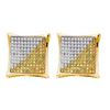 Image 1 : Mens Round Yellow Color Enhanced Diamond Square Kite Cluster Screwback Earrings 1/2 Cttw 10kt Yellow