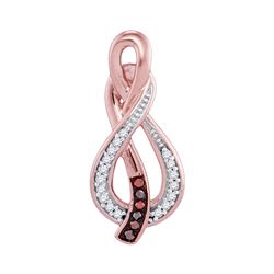 Round Red Color Enhanced Diamond Fashion Pendant 1/12 Cttw 10kt Rose Gold
