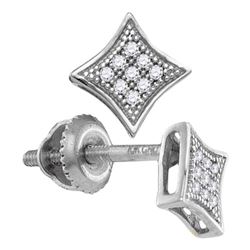 Diamond Square Kite Cluster Screwback Earrings 1/20 Cttw 10kt White Gold