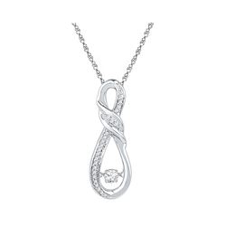 Diamond Moving Twinkle Solitaire Infinity Pendant 1/6 Cttw 10kt White Gold
