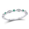 Image 1 : Round Emerald Diamond Marquise Dot Stackable Band Ring 1/8 Cttw 10kt White Gold