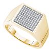 Image 1 : Mens Round Pave-set Diamond Square Cluster Ring 1/3 Cttw 10kt Yellow Gold