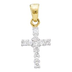 Diamond Dainty Cross Pendant 1/4 Cttw 10kt Yellow Gold
