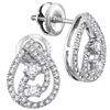 Image 1 : Diamond 2-stone Teardrop Screwback Earrings 1/4 Cttw 10kt White Gold