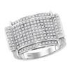 Image 1 : Mens Diamond Rectangle Cluster Ring 1/2 Cttw 10kt White Gold