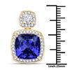 Image 2 : 9.25 ctw Tanzanite & Diamond Pendant 18K Yellow Gold - REF-1010N2A