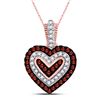 Image 1 : Round Red Color Enhanced Diamond Small Heart Pendant 1/5 Cttw 10kt Rose Gold