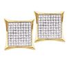 Image 1 : Diamond Square Cluster Screwback Earrings 1/2 Cttw 10kt Yellow Gold