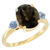 Image 1 : 2.64 CTW Quartz & Blue Sapphire Ring 14K Yellow Gold - REF-32H3M