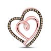 Image 1 : Round Brown Diamond Double Nested Heart Pendant 1/8 Cttw 10kt Rose Gold