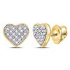 Image 1 : Diamond Heart Cluster Stud Earrings 1/10 Cttw 10kt Yellow Gold