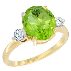 2.98 CTW Peridot & Diamond Ring 14K Yellow Gold - REF-72X2M