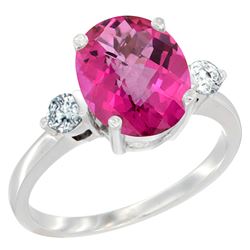 2.60 CTW Pink Topaz & Diamond Ring 10K White Gold - REF-62M2K