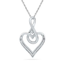 Diamond Infinity Heart Pendant 1/12 Cttw 10kt White Gold