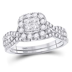 Diamond Bridal Wedding Engagement Ring Band Set 1.00 Cttw 14kt White Gold