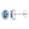 Image 2 : 2.16 ctw Sapphire Blue & Diamond Earrings 14K White Gold - REF-47M2F