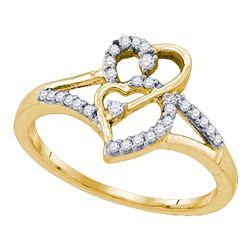 Diamond Double Heart Promise Bridal Ring 1/6 Cttw 10k Yellow Gold