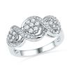 Image 1 : Diamond Triple Flower Cluster Ring 1/3 Cttw 10kt White Gold