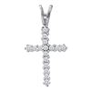 Image 1 : Diamond Roman Cross Religious Pendant 1/4 Cttw 10kt White Gold