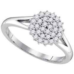 Diamond Concentric Circle Cluster Ring 1/3 Cttw 10kt White Gold