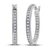 Image 1 : Diamond Single Row Inside Outside Hoop Earrings 1/2 Cttw 14kt White Gold