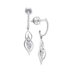 Diamond Oblong Cluster Dangle Earrings 1/10 Cttw 10kt White Gold