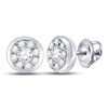 Image 1 : Diamond Solitaire Circle Frame Stud Earrings 1/4 Cttw 14kt White Gold