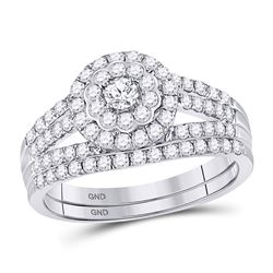 Diamond Bridal Wedding Engagement Ring Band Set 1.00 Cttw 14kt White Gold