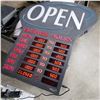 Image 1 : OPEN SIGN WITH ADJUSTABLE DATE, DFATE WORKS, OPEN LIGHT DOES NOT