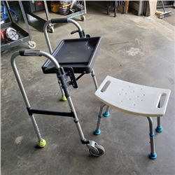 ALUMINUM WALKER W/ TRAY