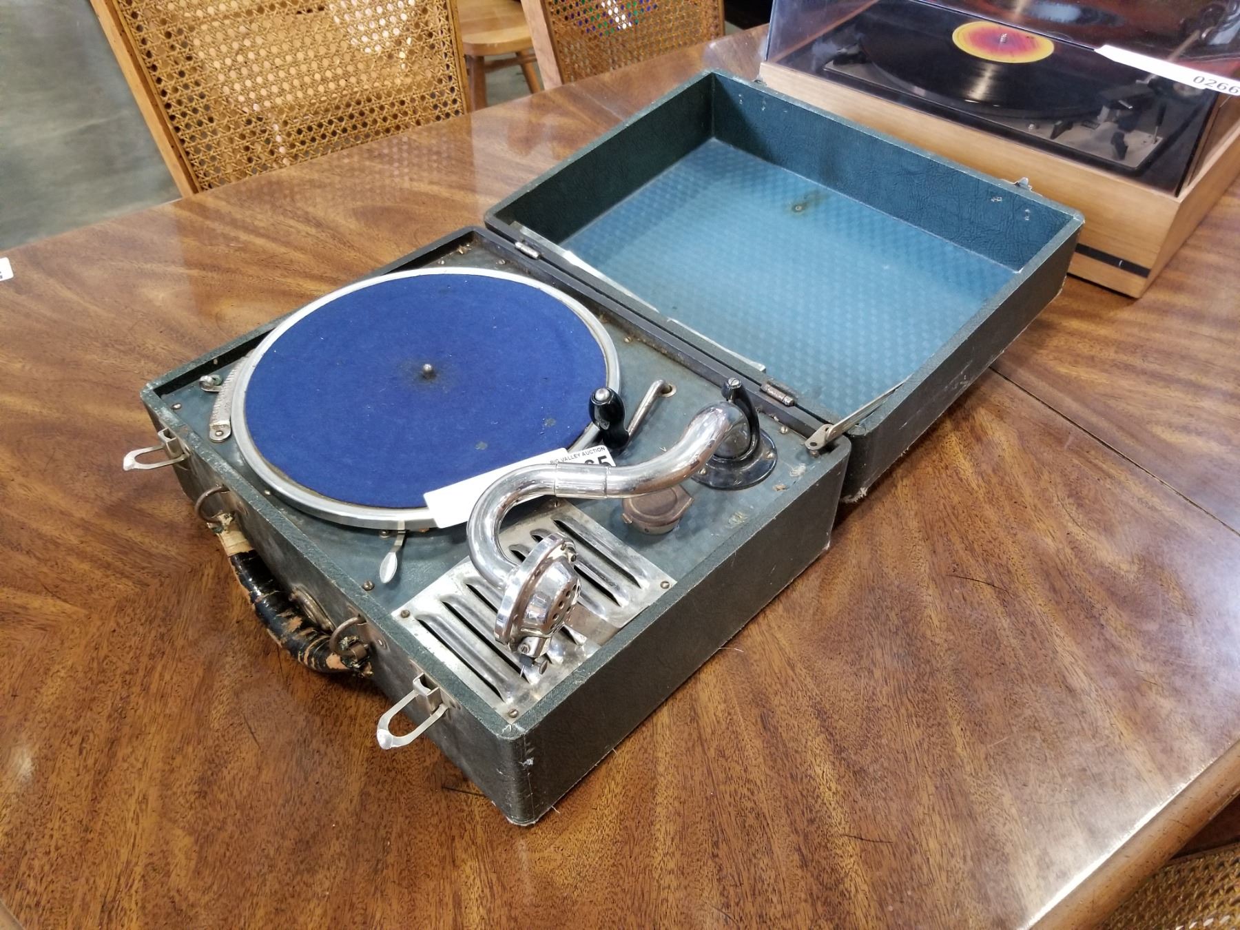 CASED PORTABLE CRANK RECORD PLAYER Big Valley Auction