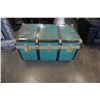 Image 1 : GREEN AND BLACK METAL STORAGE TRUNK