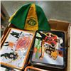 Image 2 : TRAY OF BC LIONS LUNCH TINS, EDMONTON ESKIMOS HAT, AND FOOTBALL PATCH