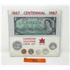 Image 1 : 1967 Canadian Centennial $1 Bill and Coin Set