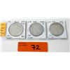 Image 1 : Three .900 Silver USA 1923 Peace Dollar Coins