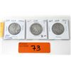 Image 1 : Three .900 Silver USA 1940s "S" Liberty 50¢ Coins
