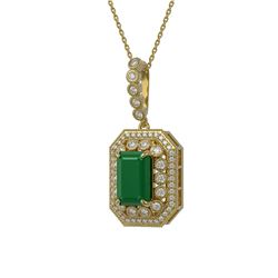 7.18 ctw Certified Emerald & Diamond Victorian Necklace 14K Yellow Gold