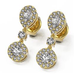 1.74 ctw Pear Diamond Designer Earrings 18K Yellow Gold