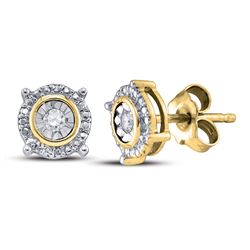 Yellow-tone Sterling Silver Round Diamond Value Stud Earrings 1/20 Cttw