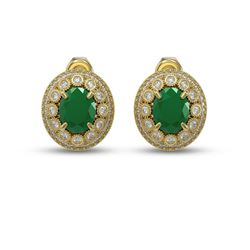 8.84 ctw Certified Emerald & Diamond Victorian Earrings 14K Yellow Gold