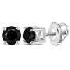 Image 1 : Sterling Silver Unisex Round Black Color Enhanced Diamond Solitaire Earrings 1/2 Cttw