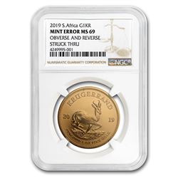 2019 South Africa 1 oz Gold Krugerrand MS-69 NGC (Mint Error)