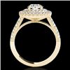 Image 2 : 3 ctw Certified Diamond Solitaire Halo Ring 10k Yellow Gold