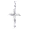Image 1 : 10kt White Gold Round Diamond Asymmetric Cross Pendant 1/2 Cttw