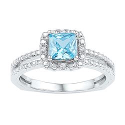 Sterling Silver Princess Lab-Created Blue Topaz Solitaire Ring 1.00 Cttw
