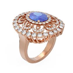 6.51 ctw Tanzanite & Diamond Ring 18K Rose Gold