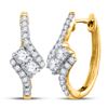 Image 1 : 14kt Yellow Gold Round Diamond Bypass 2-stone Earrings 1/2 Cttw