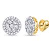 Image 1 : 10kt Yellow Gold Round Diamond Flower Cluster Earrings 3/8 Cttw