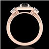 Image 3 : 1.55 ctw Fancy Black Diamond Art Deco 3 Stone Ring 18k Rose Gold