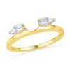 Image 1 : 14kt Yellow Gold Baguette Diamond Ring Guard Wrap Solitaire Enhancer 1/5 Cttw